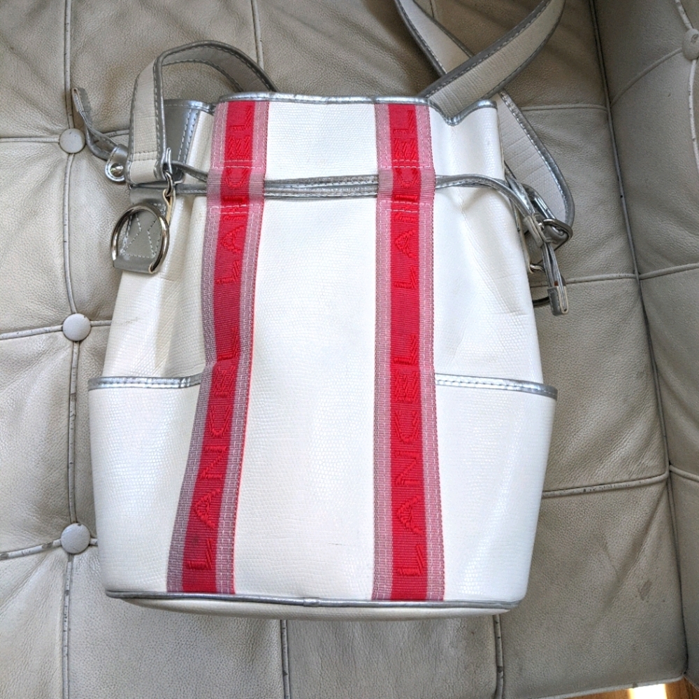 Lancel white pebble leather balloon shoulder bag
